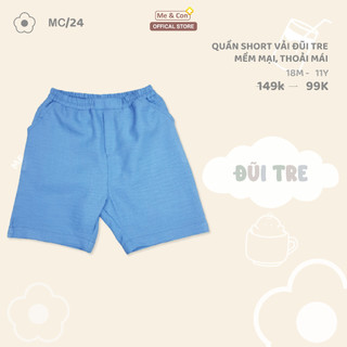 Quần short nhà Me & Con+ cạp chun cho bé trai vải đũi tre mềm mịn, thấm hút mồ hôi