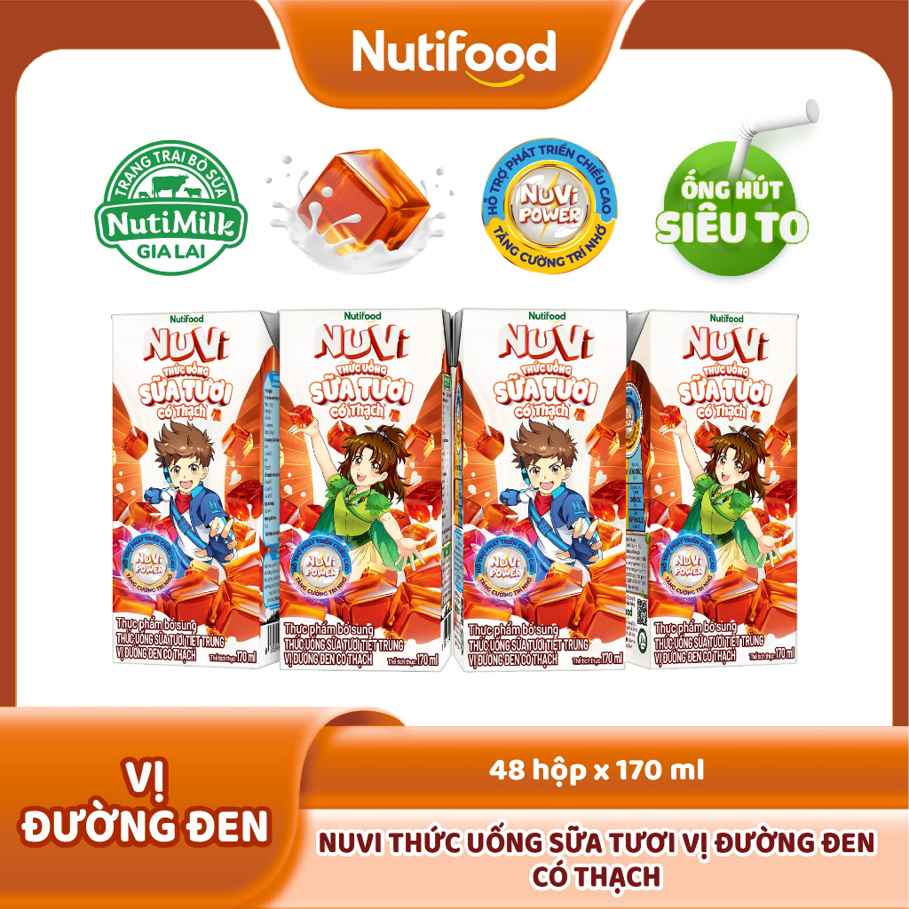 Ảnh NuVi Thức Uống Sữa Tươi Có Thạch Vị Đường Đen 170ml (Hộp 170ml x 48) 3