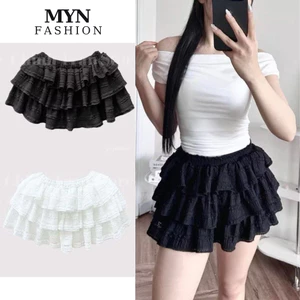 Chân Váy Xòe 3 Tầng Coquette Dễ Thương Có Quần Bảo Hộ Chất Ren Co Dãn, Chân Váy Ren Có Quần Bảo Hộ [MYN150]