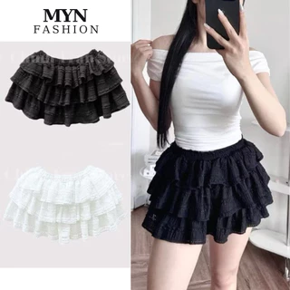 Chân Váy Xòe 3 Tầng Coquette Dễ Thương Có Quần Bảo Hộ Chất Ren Co Dãn, Chân Váy Ren Có Quần Bảo Hộ [MYN150]