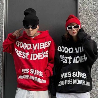Áo khoác Hoodie Nữ Nam nỉ Hàn in chữ nổi GOOD VIBES form rộng dài tay có nón chống nắng 4 màu SSL