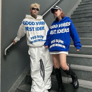 Áo khoác Hoodie Nữ Nam nỉ Hàn in chữ nổi GOOD VIBES form rộng dài tay có nón chống nắng 4 màu SSL