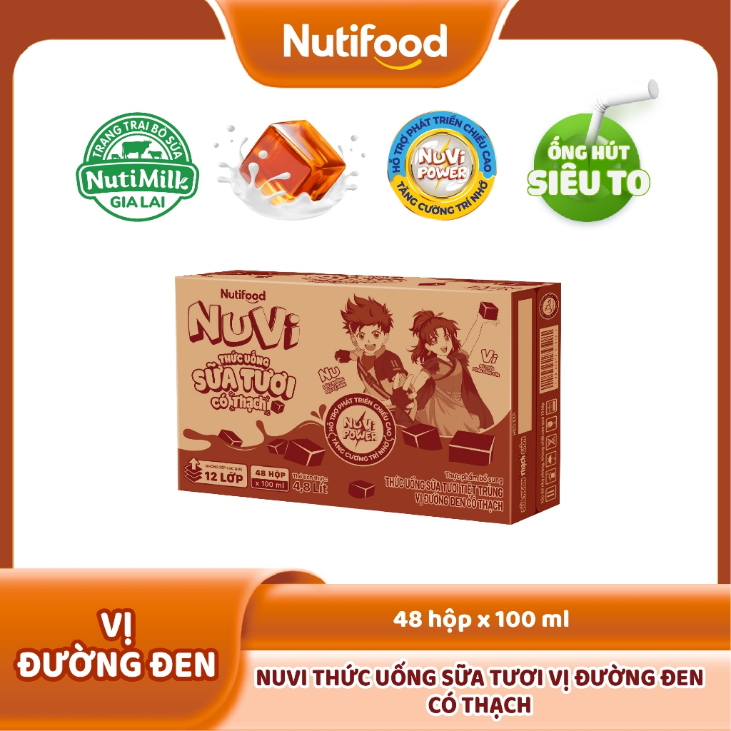 Ảnh NuVi Thức Uống Sữa Tươi Có Thạch Vị Đường Đen 100ml (Hộp 100ml x 48) 3