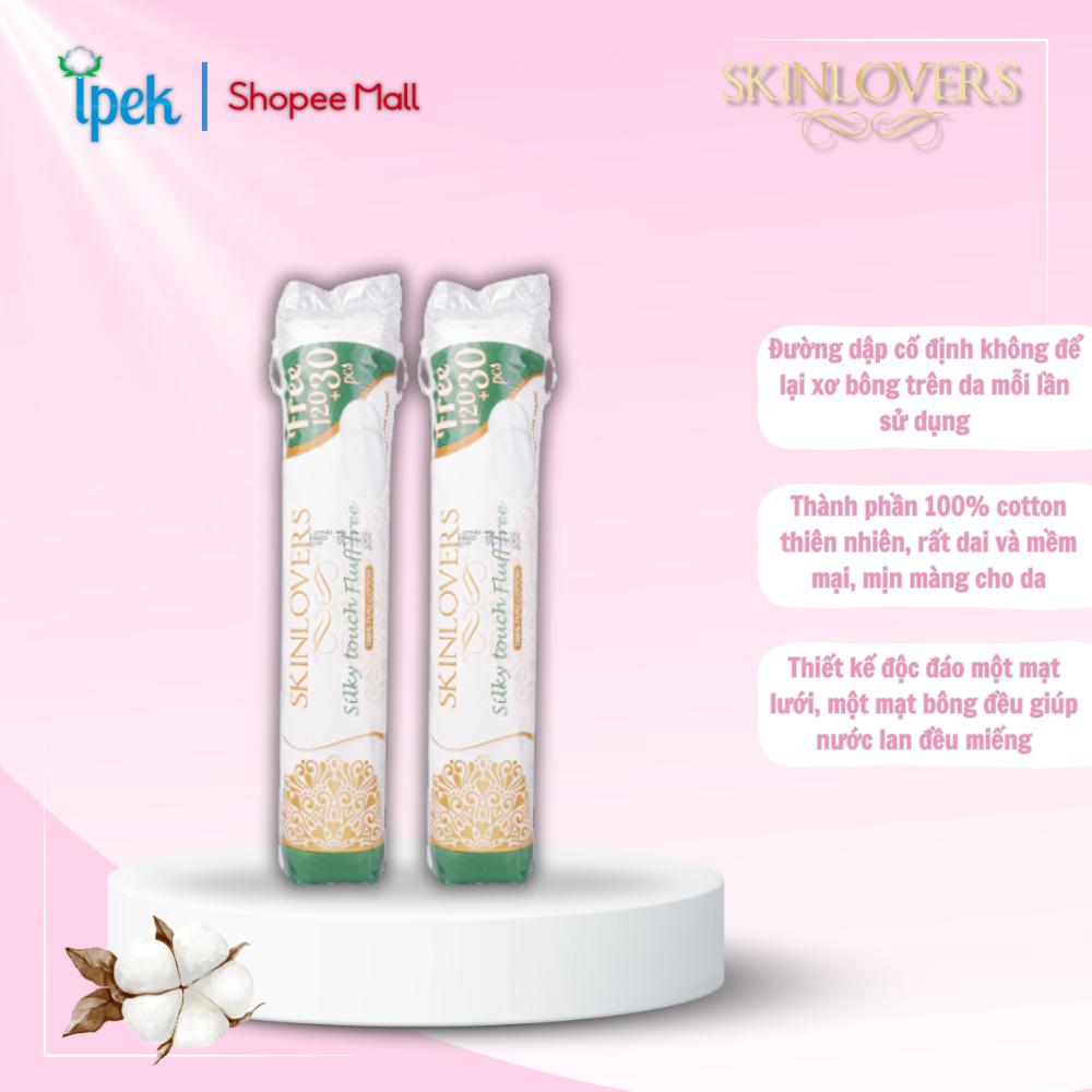 Ảnh Combo 2 gói bông tẩy trang skinlovers 150 miếng siêu tiết kiệm không xơ bông 1