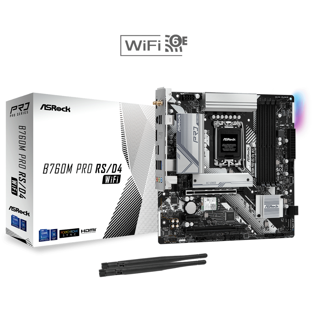 Mainboard ASRock B760M Pro RS D4 & D5 Wifi + Bluetooth sync led ARGB ...