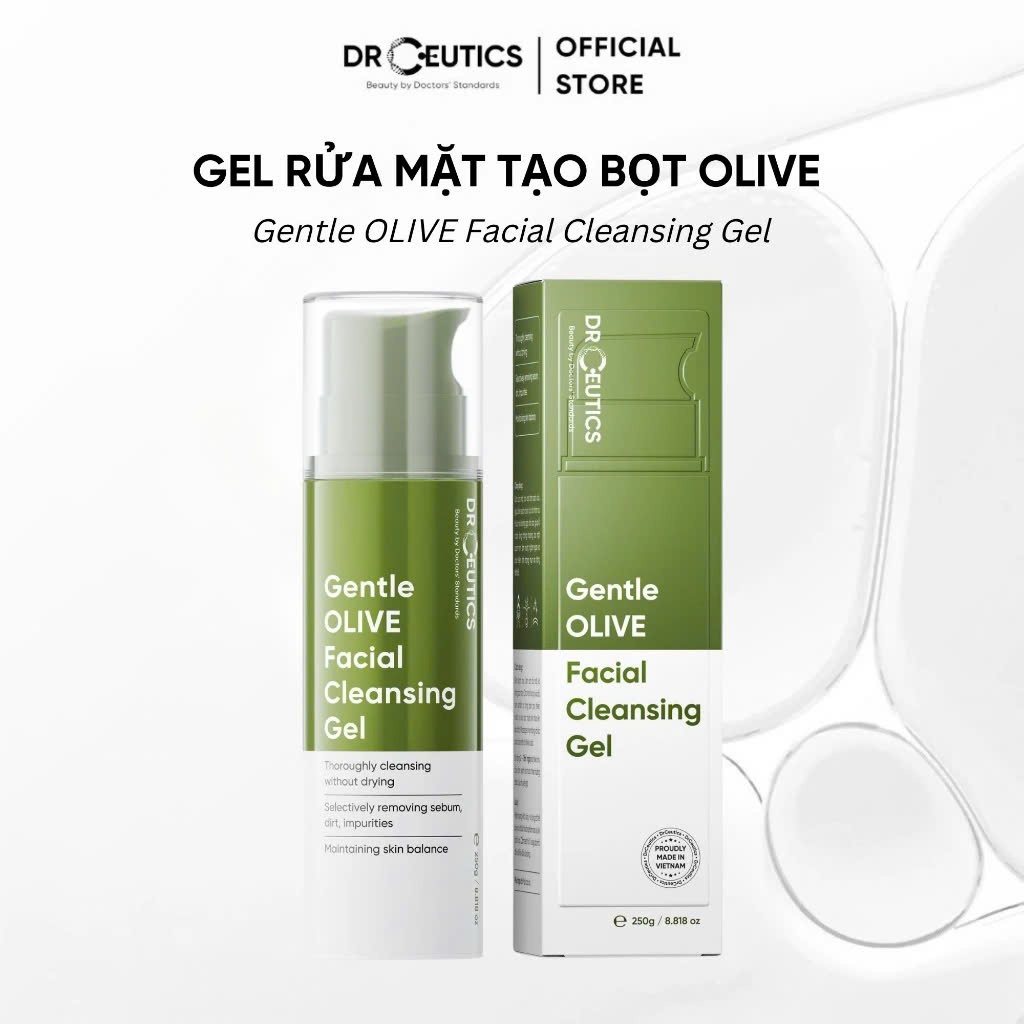Gel Rửa Mặt Tạo Bọt DrCeutics Gentle OLIVE Facial Cleansing - Dành Cho Mọi Loại Da