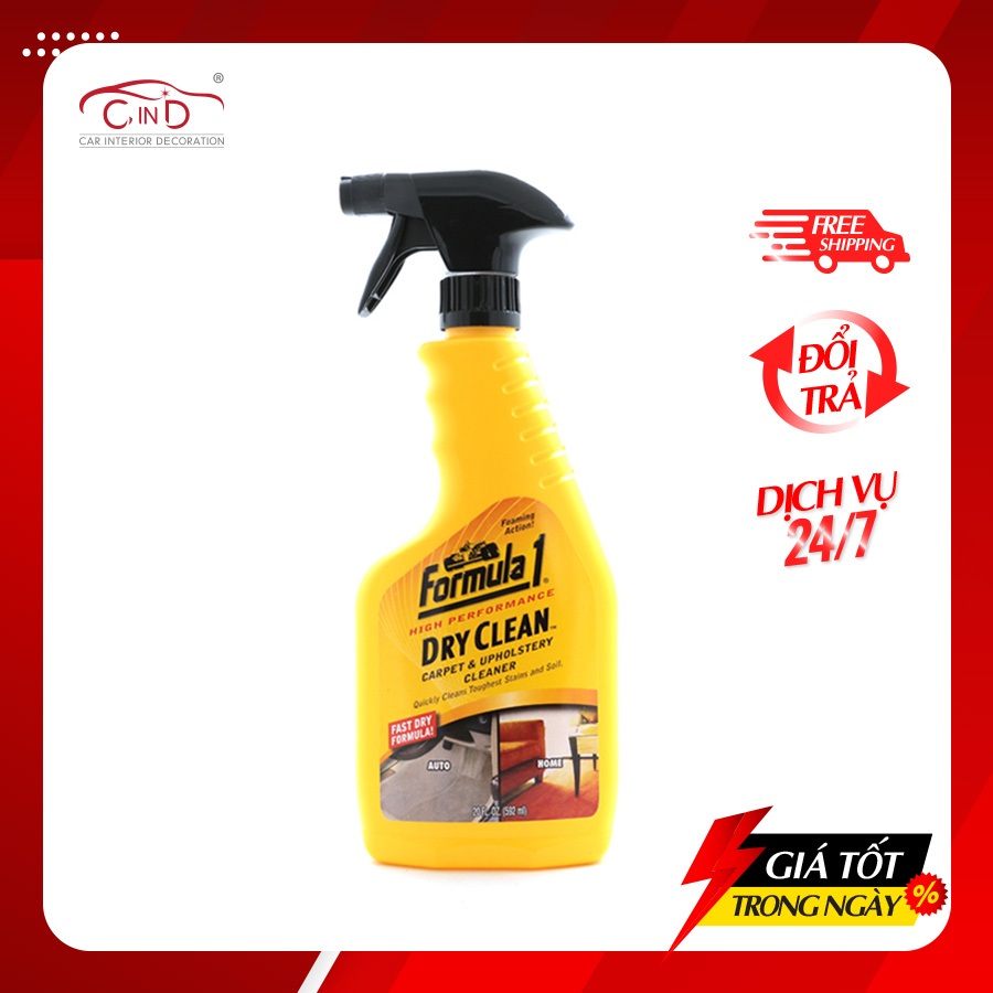 Vệ Sinh Nệm Và Vải Nỉ Khử Mùi Dạng Xịt FORMULA 1 615150 592ml Phù Hợp Cho Nhiều Dòng Xe Ô Tô Xe Hơi Xe Tải