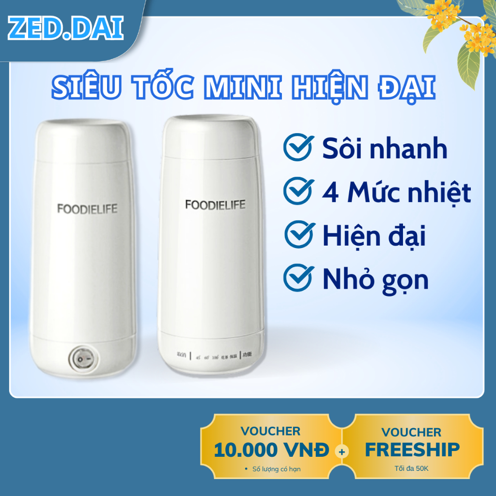 Bình đun nước siêu tốc mini du lịch 450ml giữ ấm đun sôi, pha sữa pha trà 4 mức nhiệt tùy chỉnh