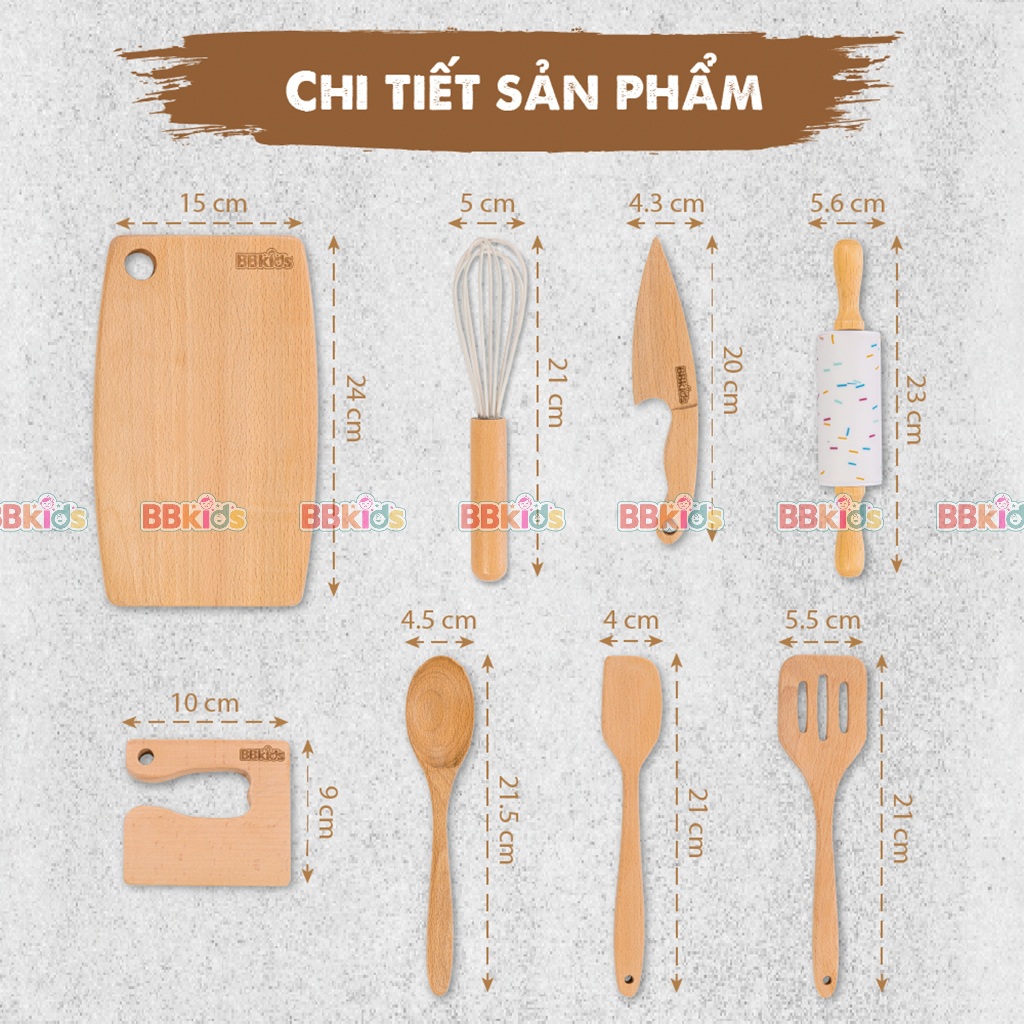 Đồ Chơi Nấu Ăn BBkids, Bộ Đồ Chơi Nấu Ăn Cho Bé, Bếp Gỗ An Toàn Cho Bé Từ 2 Tuổi đến 10 Tuổi - BB019