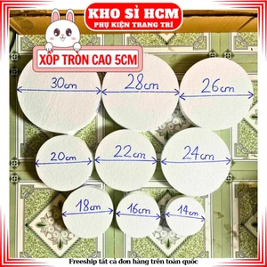 Đế xốp tròn dày 5-10cm làm tháp, tráp cưới hỏi, tháp bánh kẹo lễ tết