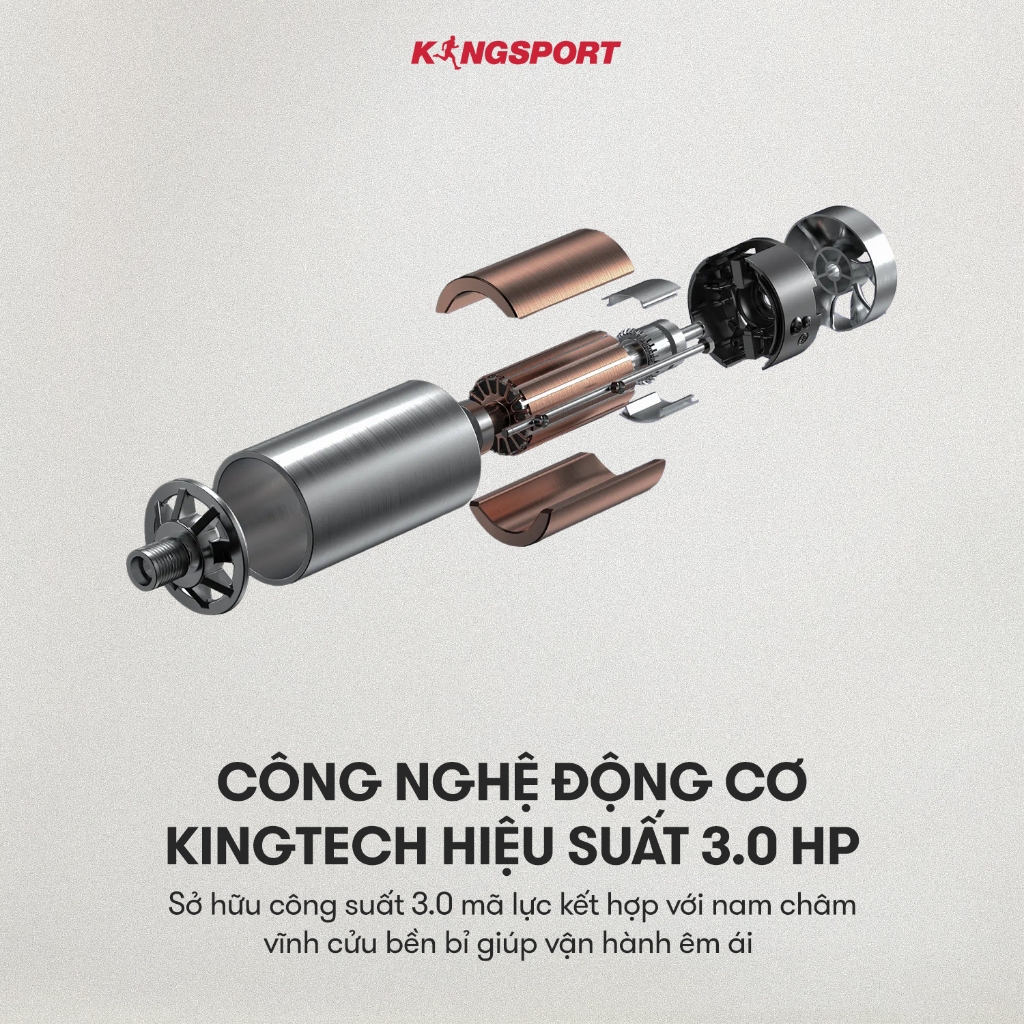 Máy chạy bộ KINGSPORT Legend K-01, nâng dốc tự động 15%, điều khiển cảm ứng hiện đại