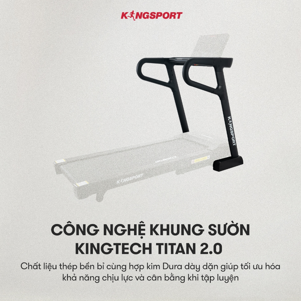 Máy chạy bộ KINGSPORT Legend K-01, nâng dốc tự động 15%, điều khiển cảm ứng hiện đại