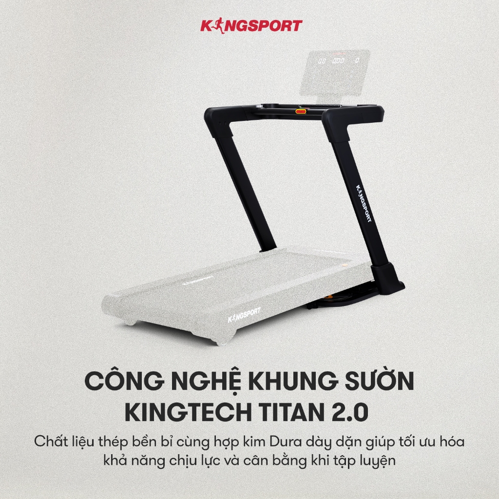 Máy chạy bộ KINGSPORT Vision Plus K-02 nâng dốc tự động 32%, tốc độ tối đa 18,8km/h