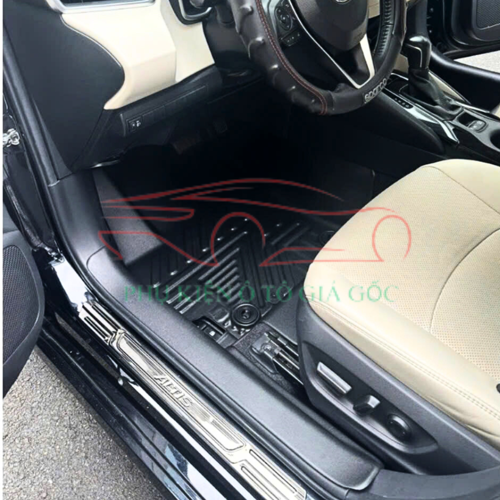 Thảm lót sàn NHỰA đúc TPE 5D xe Toyota Corolla Altis 2014-2021, 2022-2025, Mẫu Tràn viền bậc cửa - MẪU BẬC DÀI-ko mùi