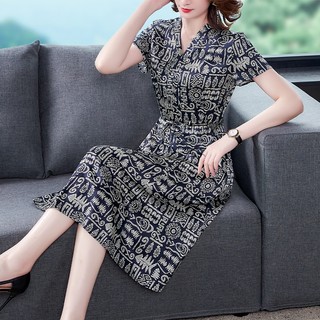 (THANH LÝ) Đầm Lụa Trung Niên Thắt Eo Đẹp Mềm Mát VH50