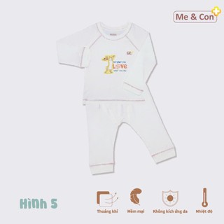 BST dài tay nhà Me & Con+ trắng phối in hình dễ thương chất liệu petit cho bé trai, bé gái từ 6 tháng đến 5 tuổi