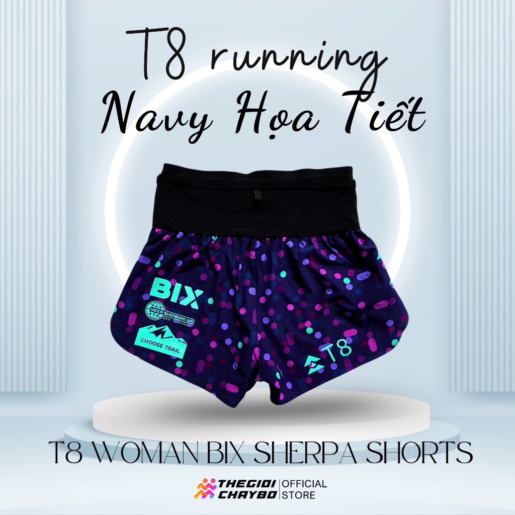 Quần Short chạy bộ nữ T8 Sherpa Shorts - Lưới siêu co giãn, thoải mái Sport