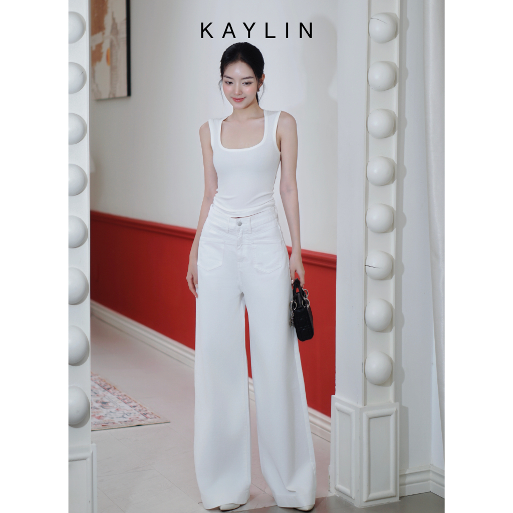 Ảnh Áo thun KAYLIN ba lỗ cổ vuông chất liệu thun gân co giản phong cách năng động trẻ trung - N2443 3