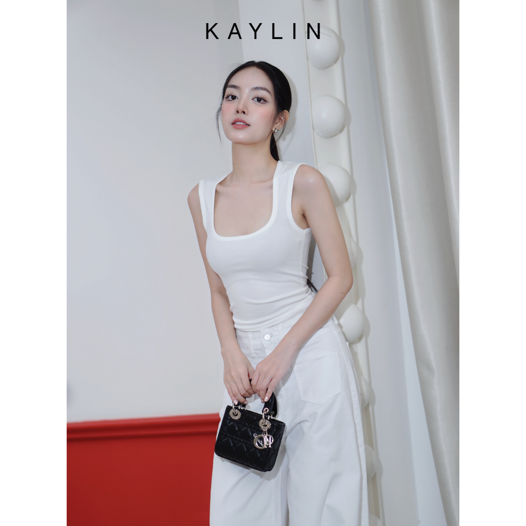 Ảnh Áo thun KAYLIN ba lỗ cổ vuông chất liệu thun gân co giản phong cách năng động trẻ trung - N2443 2
