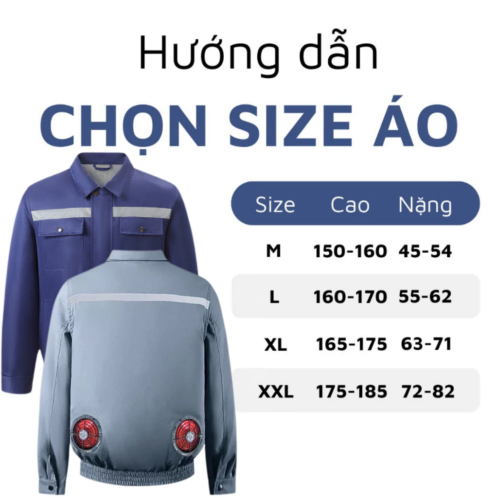 Áo điều hòa Nhật Bản 25V, quạt áo điều hòa công suất lớn hoạt động 12-16h liên tục cả ngày dài