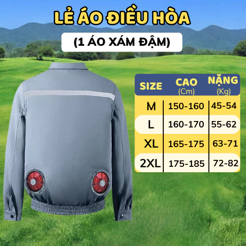 Áo điều hòa Nhật Bản 25V, quạt áo điều hòa công suất lớn hoạt động 12-16h liên tục cả ngày dài