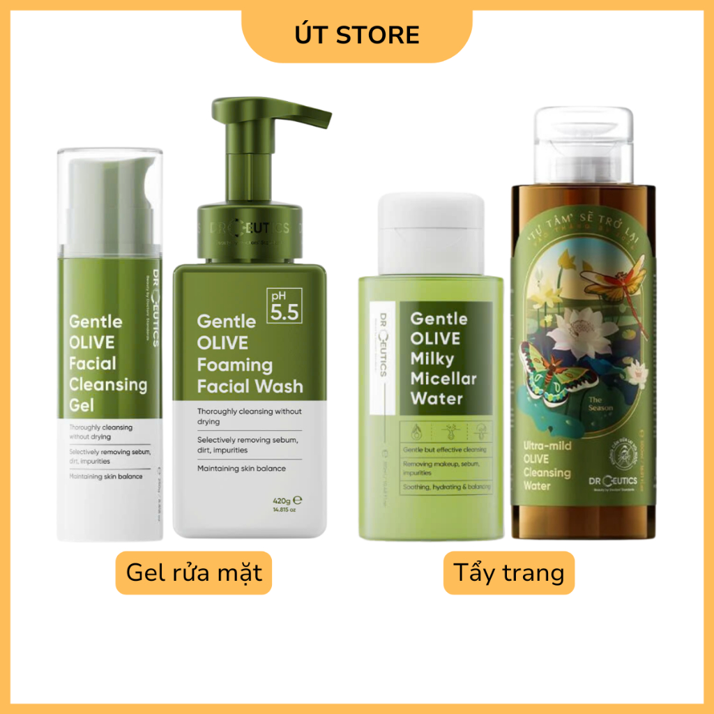 Gel Rửa Mặt Tạo Bọt DrCeutics Gentle OLIVE Facial Cleansing Gel – Dịu Nhẹ, Dành Cho Mọi Loại Da