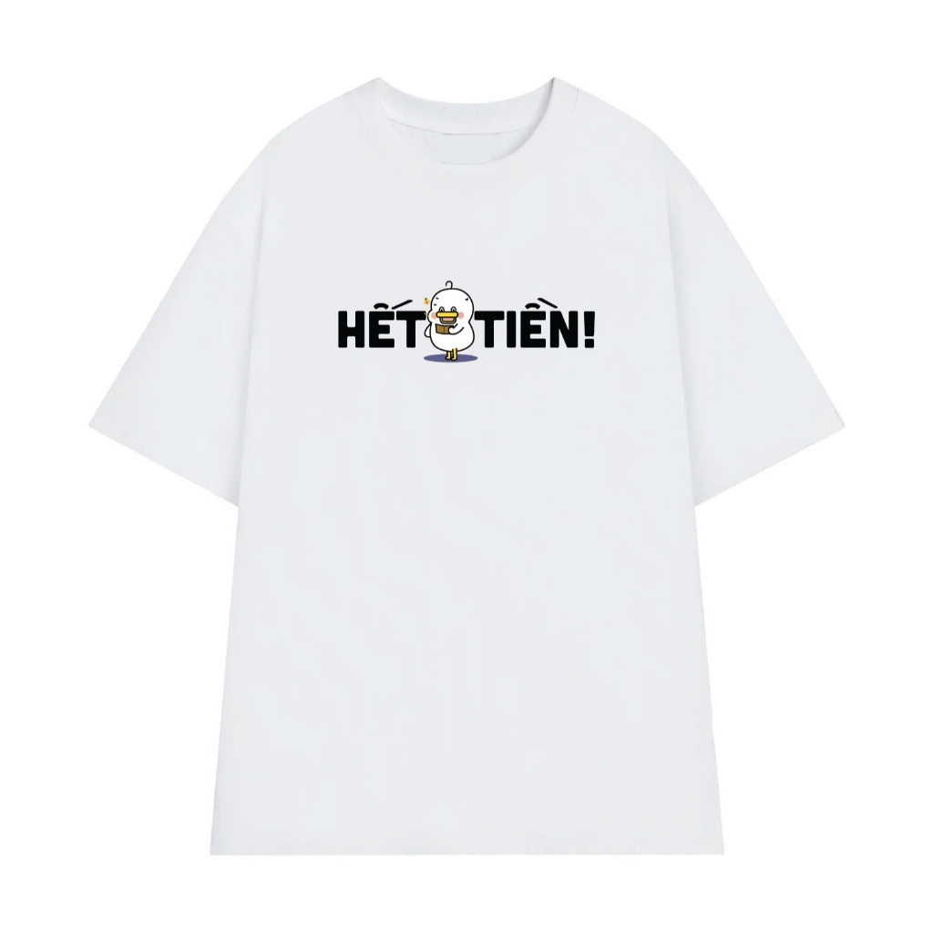 Áo thun nam nữ in chữ hết ti.ền áo phông chất liệu cotton thoáng mát TA211