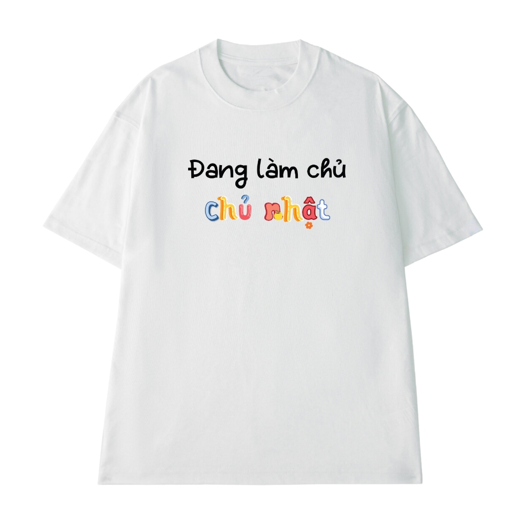 Áo thun nam nữ in hình đang làm chủ nhật hottrend hài hước áo thun ngắn tay chất liệu cotton thoáng mát TA214