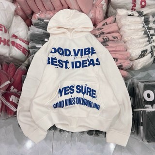 [Mã DOTHIEN30 giảm 30K đơn 50K] [SALE 30%] Áo Hoodie GOOD VIBES 2024 Form Rộng Nam Nữ Dài Tay Trùm Nón Có Túi To Chất Li