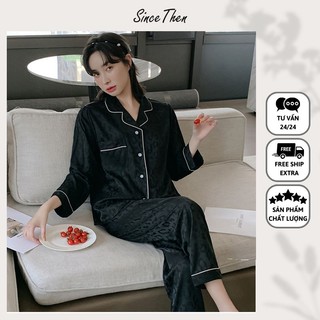 Đồ ngủ nữ lụa dài màu đen vải lụa gấm cao cấp, đồ ngủ nữ mặc nhà (Kèm ảnh thật) - Since Then