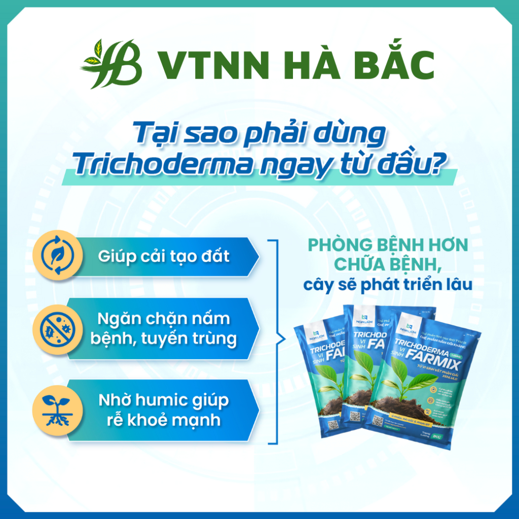Chế phẩm nấm đối kháng Trichoderma FARMIX -  Ủ phân bón gốc và phun xịt (gói 1KG)