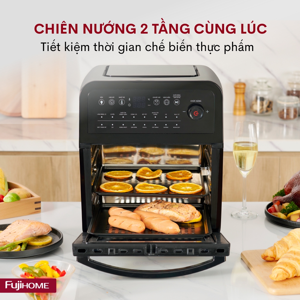 Nồi chiên không dầu Nhập Khẩu FUJIHOME A12D 12L, Nồi chiên công nghệ RAPID AIR - Điều khiển cảm ứng