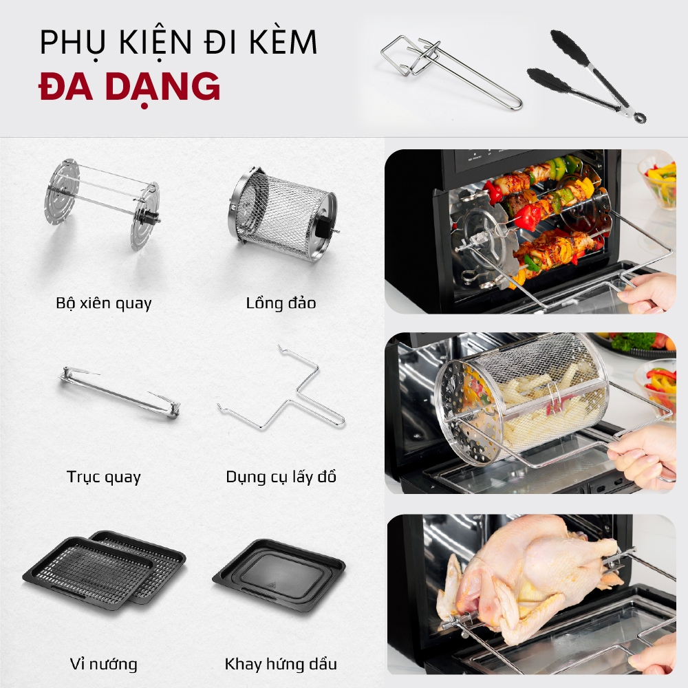 Nồi chiên không dầu Nhập Khẩu FUJIHOME A12D 12L, Nồi chiên công nghệ RAPID AIR - Điều khiển cảm ứng