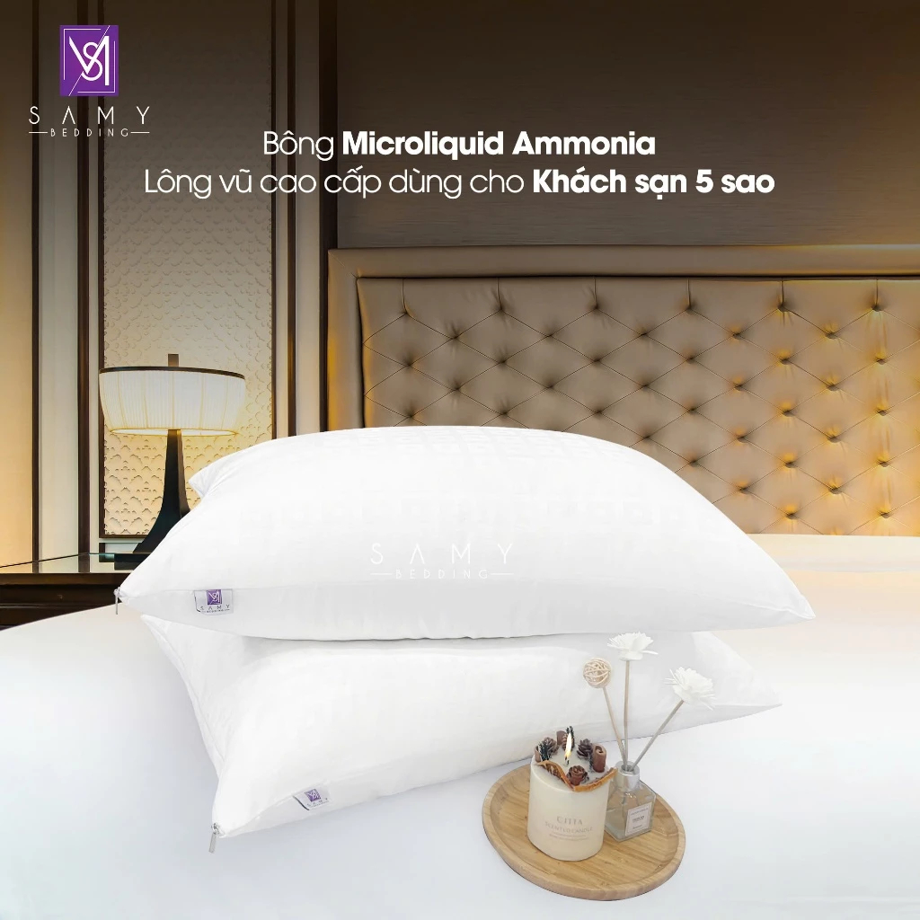 Ảnh Ruột gối lông vũ cao cấp năm khách sạn 5 sao Samy Luxury Microliquid Ammonia Thoải Mái và Êm ái. 3