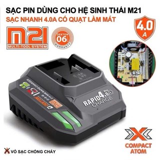 Sạc Nhanh DEKTON M21-S40Cp - Dòng Sạc 4A Có Quạt Tản Nhiệt Chân Pin Makita Phổ Thông