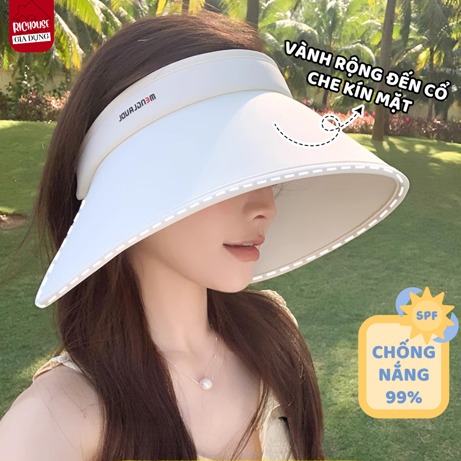 Mũ Chống Nắng Vành SIÊU RỘNG Chống Nắng 99%, Mũ Nửa Đầu Ngăn Tia UV Bảo Vệ Làn Da