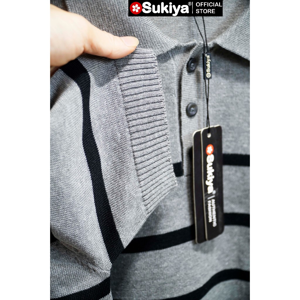 Ảnh Áo Polo Len Dệt Kim Nam SUKIYA Premium Kẻ Len Mát Cotton Thấm Mồ Hôi mùa Hè AL74 2