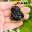 Mặt dây chuyền hình phật di lặc cười viền sen vàng đá thủy tinh đen - Trang sức KAMY