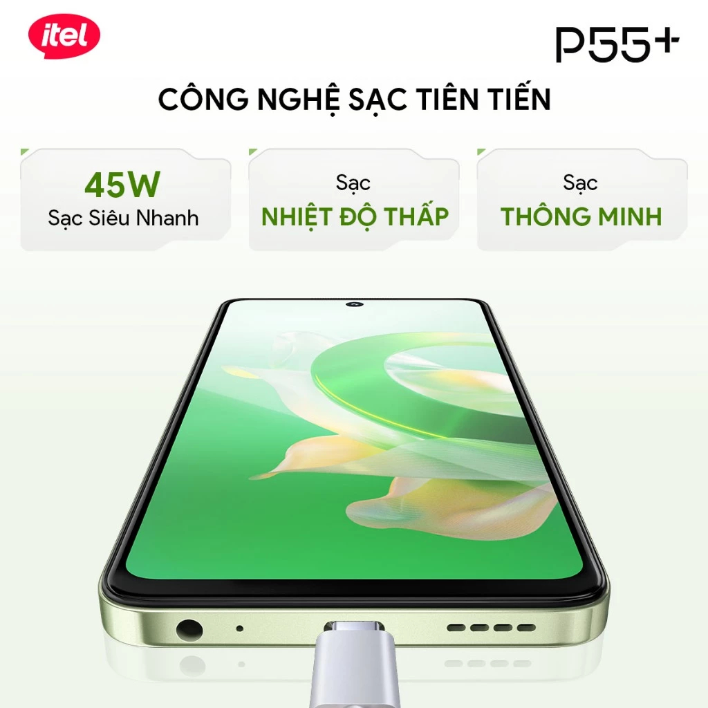 [Tặng tai nghe] Điện Thoại Itel P55+ 8GB/256GB | NFC | 5000 mAH | Sạc Nhanh 45W | HD+90Hz