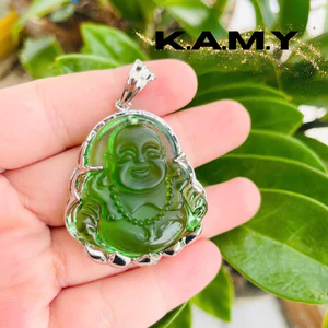 Mặt dây chuyền phật di lặc cười thiết kế đá xanh trong suốt - Trang sức KAMY