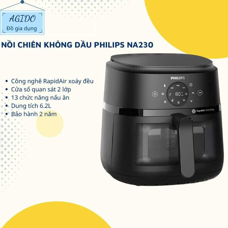 Nồi Chiên Không Dầu Điện Tử Philips NA230 NA130 6.2L 1700W - Hàng chính ...
