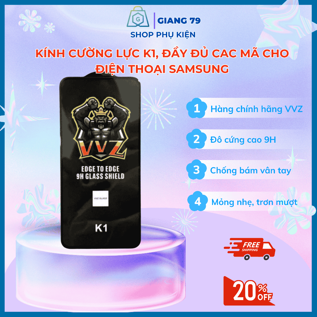 Kính Cường Lực Samsung Chính Hãng VVZ.Đủ mã A05 A06 A13 A14 A15 A23 A24 A25 A32 A33 A34 A35 A54 A55