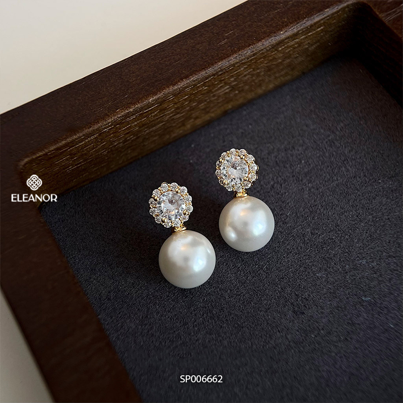 Bông tai nữ chuôi bạc 925 Eleanor Accessories ngọc trai nhân tạo phụ kiện trang sức khuyên tai 6662