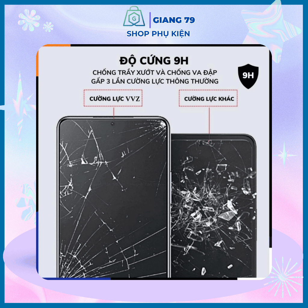 Kính Cường Lực I.Phone. Chính Hãng VVZ. Độ Cứng 9H Siêu Mượt Bảo Vệ Màn Hình Toàn Diện