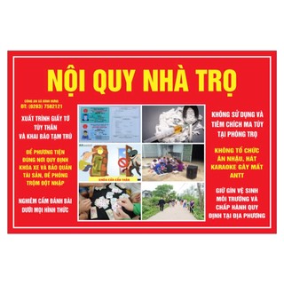 Bảng nội quy nhà trọ bản nội quy nhà trọ,phòng chống tội phạm, phòng chống lừa đảo, cháy nổ kt 30*42cm