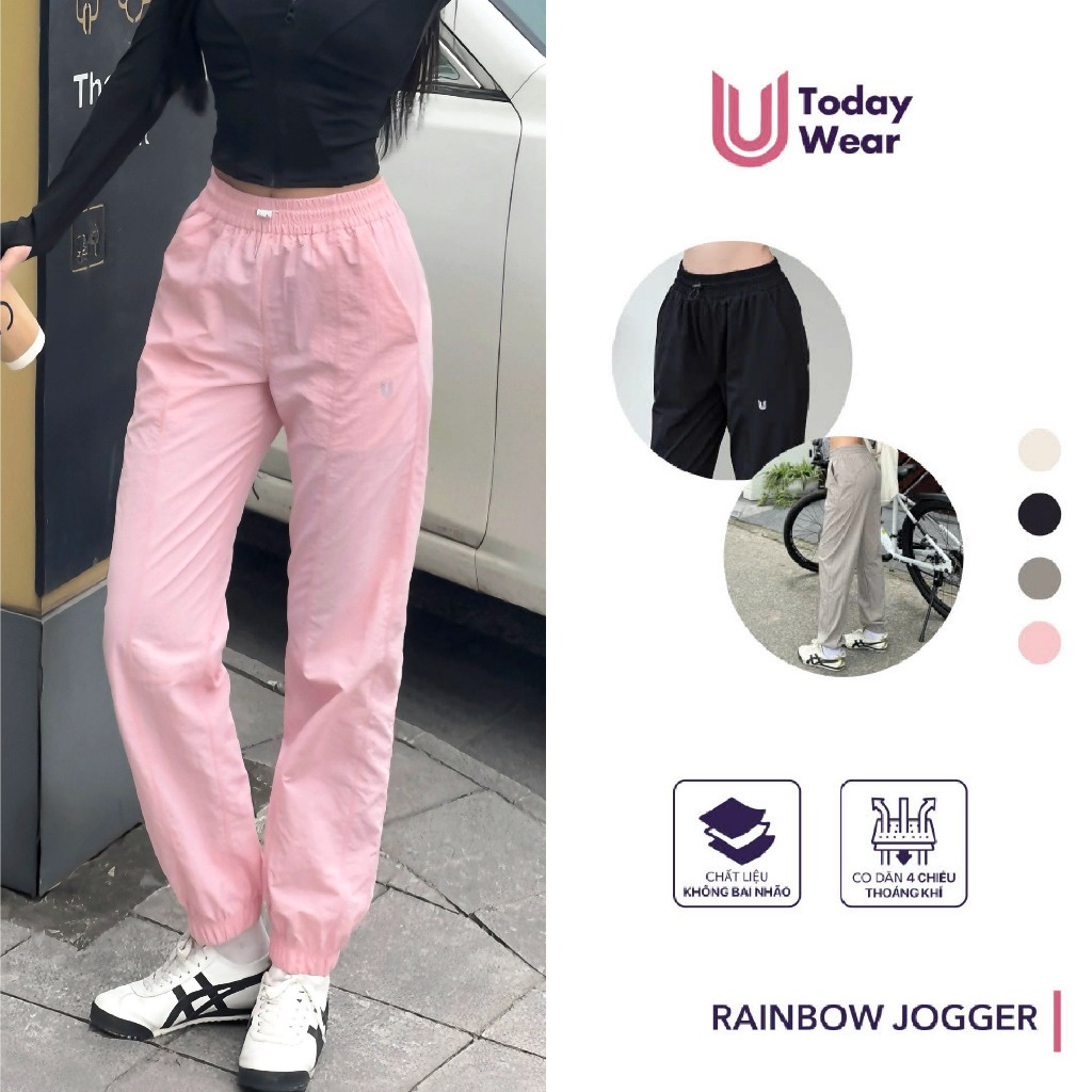 Ảnh Quần jogger thể thao nữ Rainbow Today U Wear vải gió tôn dáng chất co giãn thoải mái tập gym chạy bộ 1