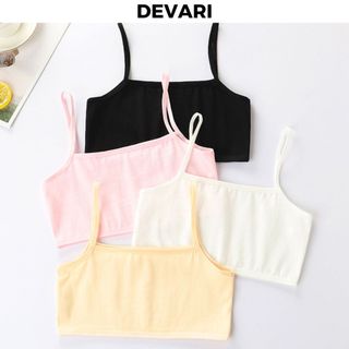 COMBO 2 Áo lót bé gái hai dây mảnh không đệm mút mỏng nhẹ thoáng mát basic đơn giản DEVARI B032