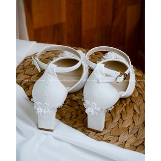 Giày Cao Gót Nữ Cao Cấp BEJO H88G.5P Đính Hoa Cườm Nhựa Thanh Lịch - Giày Cưới Cô Dâu Đi Êm Chân