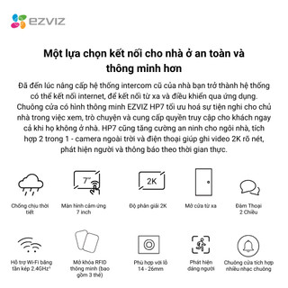 Chuông cửa EZVIZ HP7 3MP Tích Hợp Màn Hình Cảm Ứng 7 inch, Trò Chuyện Hai Chiều, Chống Chịu Thời Tiết
