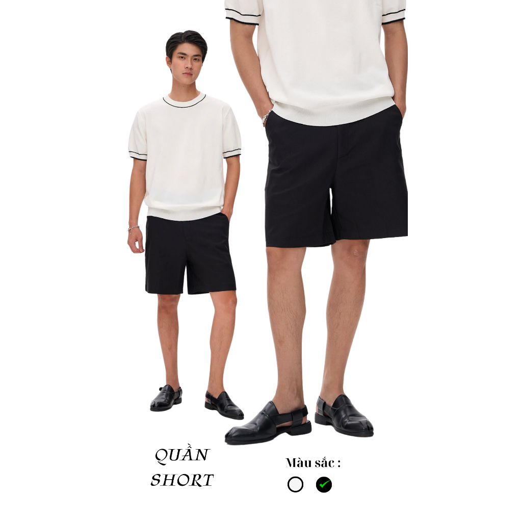 Quần Short Lửng Nam Kaki Linen Bố Palawan Đi Biển Đi Chơi | TRẮNG + ĐEN | VILLA WINGS